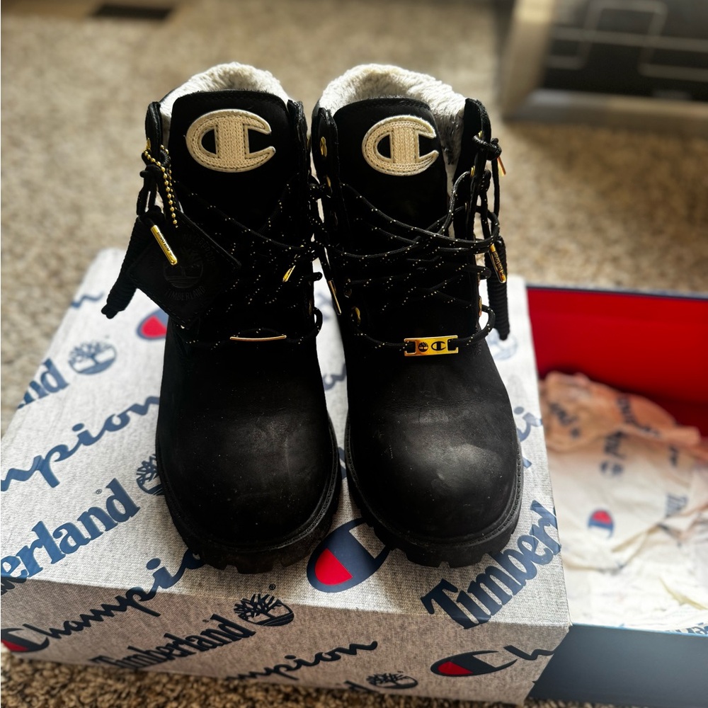 Timberland Kids Black and Gold Boots